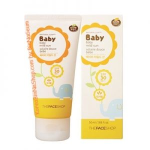 Kem chống nắng Lotion Natural SunAQ Baby Mild Sun Lotion SPF30 PA++ 50ml 더페이스샵 내추럴 선 에이큐 베이비 마일드 선 로션