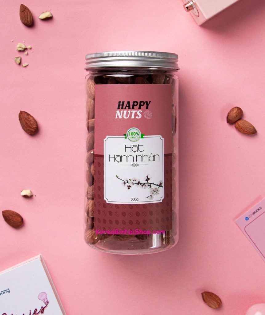 Hạt Hạnh Nhân Mỹ Rang Roasted USA Almonds 500gr - Happy Nuts