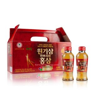 Nước uống hồng sâm có củ sâm Won Ki Sam Korea Ginseng Drink 120ml x 10 chai 원기삼 한뿌리와 홍삼 (4)