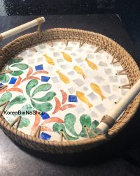 Khay Mây Đan Xà Cừ Thủ Công Có Tay Cầm – Khay Bưng Trà, Bánh, Decor Bàn Cao Cấp