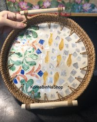 Khay Mây Đan Xà Cừ Thủ Công Có Tay Cầm – Khay Bưng Trà, Bánh, Decor Bàn Cao Cấp