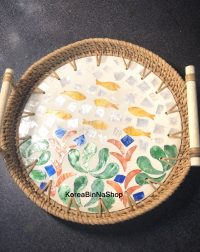 Khay Mây Đan Xà Cừ Thủ Công Có Tay Cầm – Khay Bưng Trà, Bánh, Decor Bàn Cao Cấp