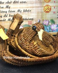 Bộ 3 Rổ Mây Hình Con Vịt Đáng Yêu Giỏ Mây Đan Thủ Công 3 Kích Thước Đa Năng Decor Nhà Cửa