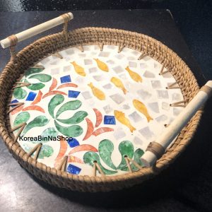 Khay Mây Đan Xà Cừ Thủ Công Có Tay Cầm – Khay Bưng Trà, Bánh, Decor Bàn Cao Cấp
