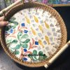 Khay Mây Đan Xà Cừ Thủ Công Có Tay Cầm – Khay Bưng Trà, Bánh, Decor Bàn Cao Cấp