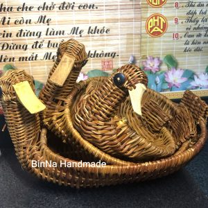 Bộ 3 Rổ Mây Hình Con Vịt Đáng Yêu Giỏ Mây Đan Thủ Công 3 Kích Thước Đa Năng Decor Nhà Cửa